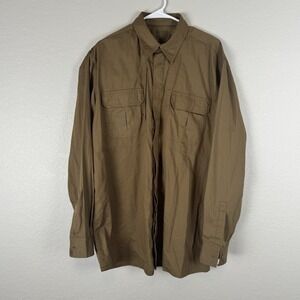 Beretta XXL Brown Ripstop Tactical Shirt 100% Cotton Outdoor Utility Pockets